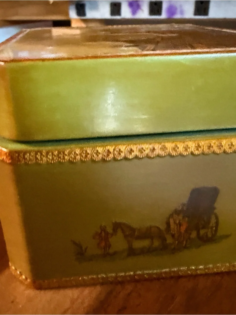 Vintage Large London Street Scene Keepsake Box by Theda Brown Multi-Sided